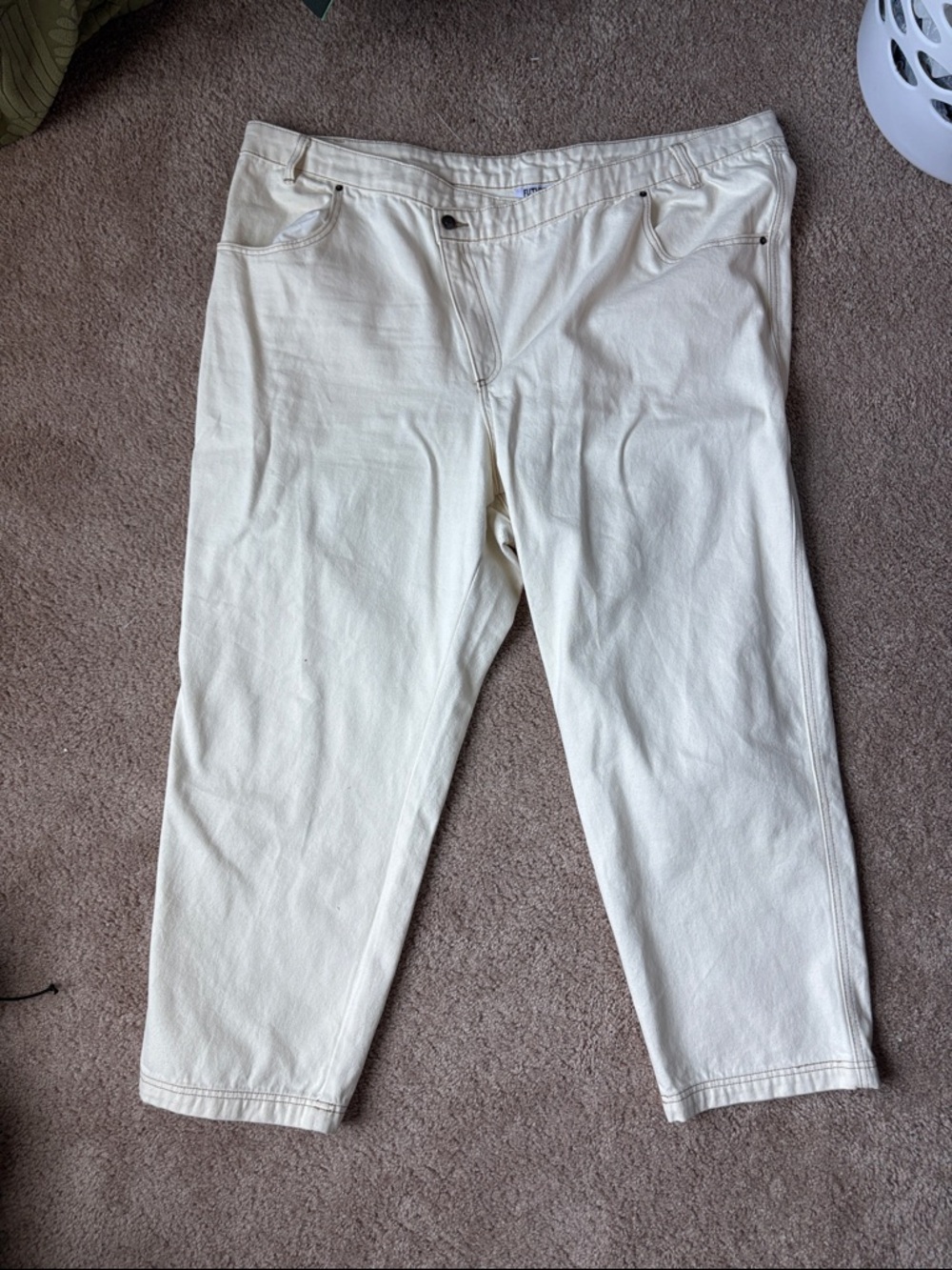 Cream Straight-Leg Jeans